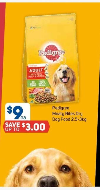 Foodland Pedigree Meaty Bites Dry Dog Food 2.5-3kg offer