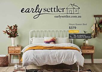 Early Settler Maya queen bed offer
