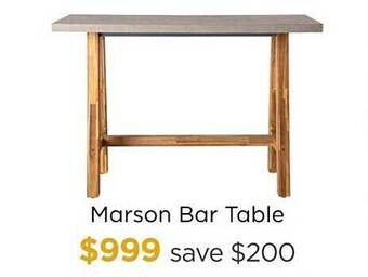 Early Settler Marson bar table offer