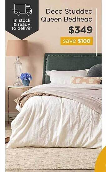 Early Settler Deco studded queen bedhead offer
