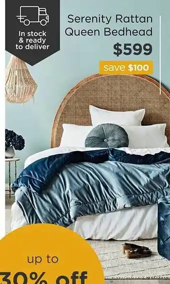 Early Settler Serenity rattan queen bedhead offer