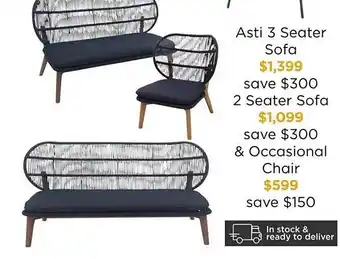 Early Settler Asti 3 seater sofa, 2 seater sofa & occasional chair offer