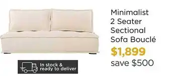 Early Settler Minimalist 2 seater sectional sofa bouclé offer
