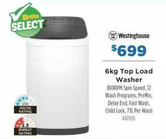 Betta Westinghouse 6kg top load washer offer