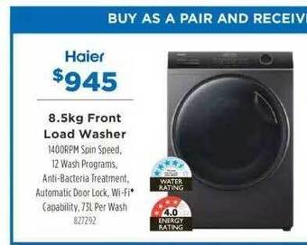 Betta Haier 8.5kg front load washer offer