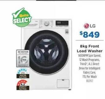 Betta Lg 8kg front load washer offer