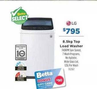 Betta Lg 8.5kg top load washer offer