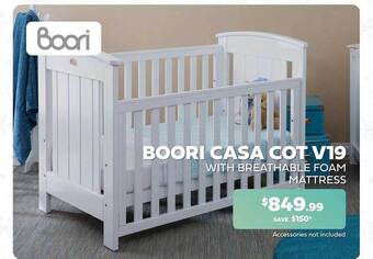 Baby Kingdom Boori casa cot v19 with breathable foam mattress offer