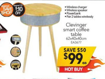 Clevinger Smart Coffee Table 62x40x40cm - EA3677