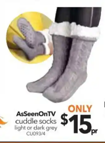 Cheap as Chips AsSeenOnTV Cuddle Socks light or Dark Grey offer