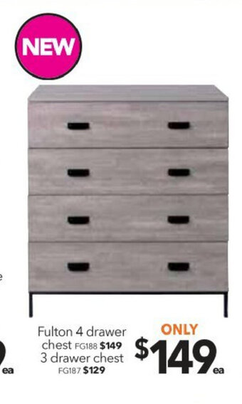 Cheap as Chips Fulton - 4 Drawer Chest - FG188 offer