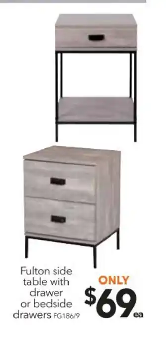 Fulton - Side Table with Drawer or Bedside Drawers