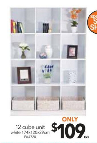 Cheap as Chips 12 Cube Unit White 174x120x29cm offer