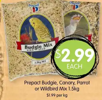 Prepact Budgie, Canary, Parrot or Wildbird Mix 1.5kg