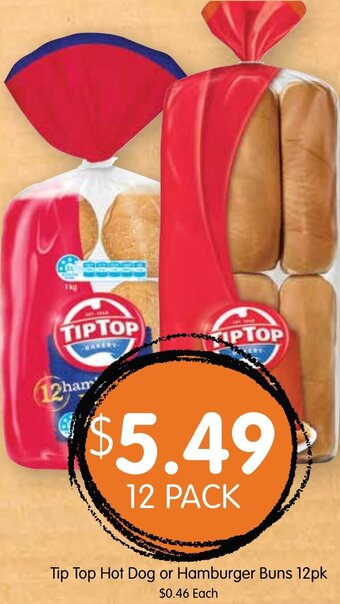 Spudshed Tip Top Hot Dog or Hamburger Buns 12pk offer