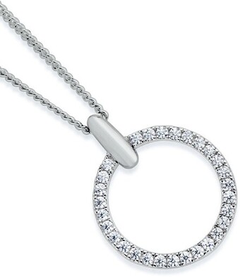 Prouds Sterling silver cubic zirconia circle on bar pendant offer