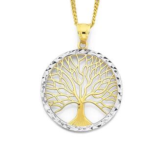 Prouds 9ct gold two tone tree of life pendant offer