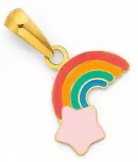 Prouds 9ct gold rainbow & pink star enamel pendant offer