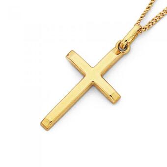 Prouds 9ct gold 20mm plain cross pendant offer
