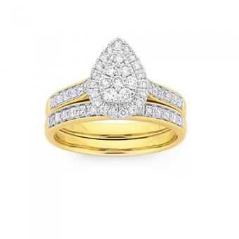 9ct gold diamond bridal set