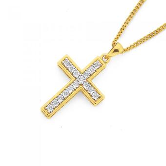 Prouds 9ct gold diamond cross pendant offer