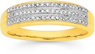 Prouds 9ct gold diamond three row band offer
