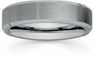 Prouds Tungsten carbide matte bevel edge gents ring offer
