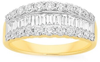 Angus & Coote 9ct gold diamond three row band offer