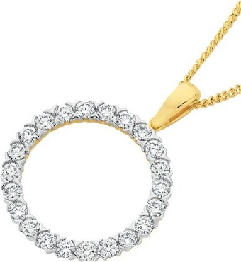 Angus & Coote 9ct gold diamond circle pendant offer