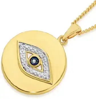 Angus & Coote 9ct gold diamond evil eye pendant offer