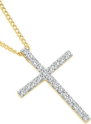 Angus & Coote 9ct gold diamond cross pendant offer
