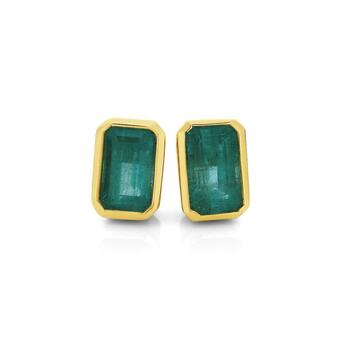 Angus & Coote 9ct gold natural emerald stud earrings offer
