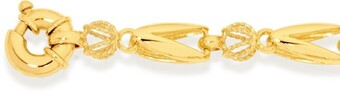 Angus & Coote 9ct gold 19cm solid tulip link bolt ring bracelet offer