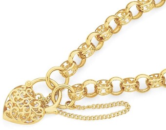 Angus & Coote 9ct gold 19cm solid filigree padlock bracelet offer