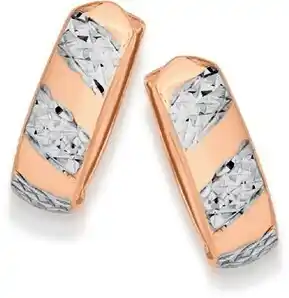 Angus & Coote 9ct rose gold two tone huggie earrings offer