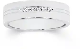 Sterling silver 5 cz gents double line ring