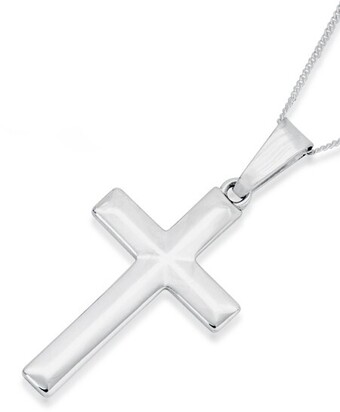 Angus & Coote Sterling silver gents 30mm plain bevel cross pendant offer