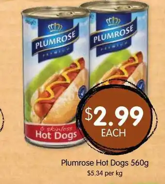 Plumrose hot dogs