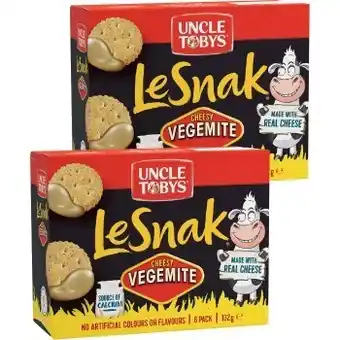IGA New uncle tobys le snak vegemite 132g offer