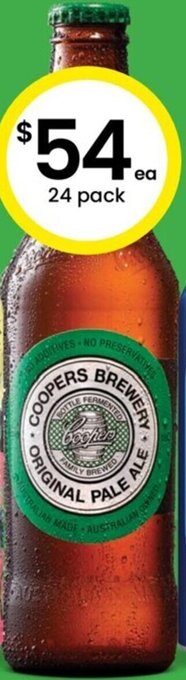 The Bottle O Coopers Pale Ale Stubbies 375ml offer