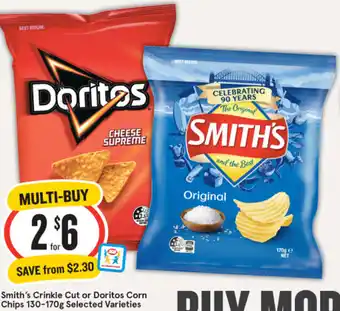 IGA Smith's Crinkle Cut or Doritos Corn Chips 130-170g Selected Varieties offer
