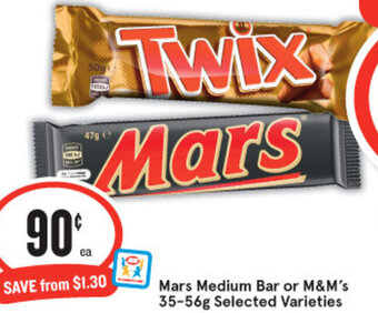 IGA Mars Medium Bar Or M&M's 35-56g Selected Varieties offer