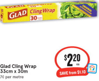IGA Glad Cling Wrap 33cm x 30m offer