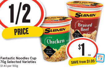 IGA Fantastic Noodles Cup 70g Selected Varieties offer