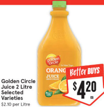 IGA Golden Circle Juice 2 Litre Selected Varieties offer