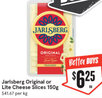 IGA Jarlsberg Original or Lite Cheese Slices 150g offer