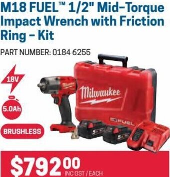 Blackwoods M18 Fuel 1/2" Mid-Torque Impact Wrench with Friction Ring-Kit offer