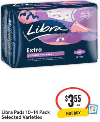 IGA Libra Pads 10-14 Pack Selected Varieties offer