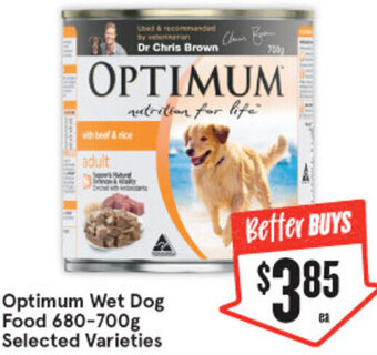 IGA Optimum Wet Dog Food 680-700g Selected Varieties offer