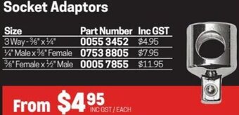 Blackwoods Socket Adaptors offer